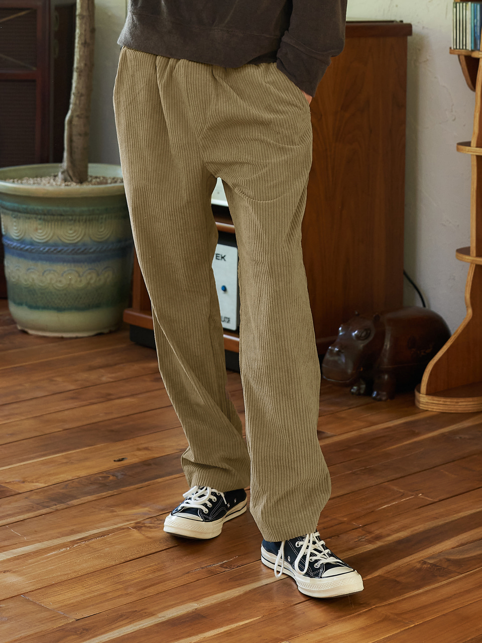 warm pleats banding pants [regular fit]_beige_남녀공용